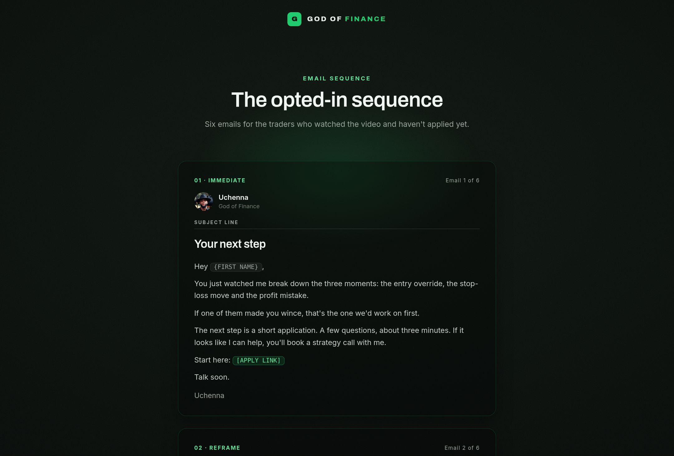 Opted-in sequence preview