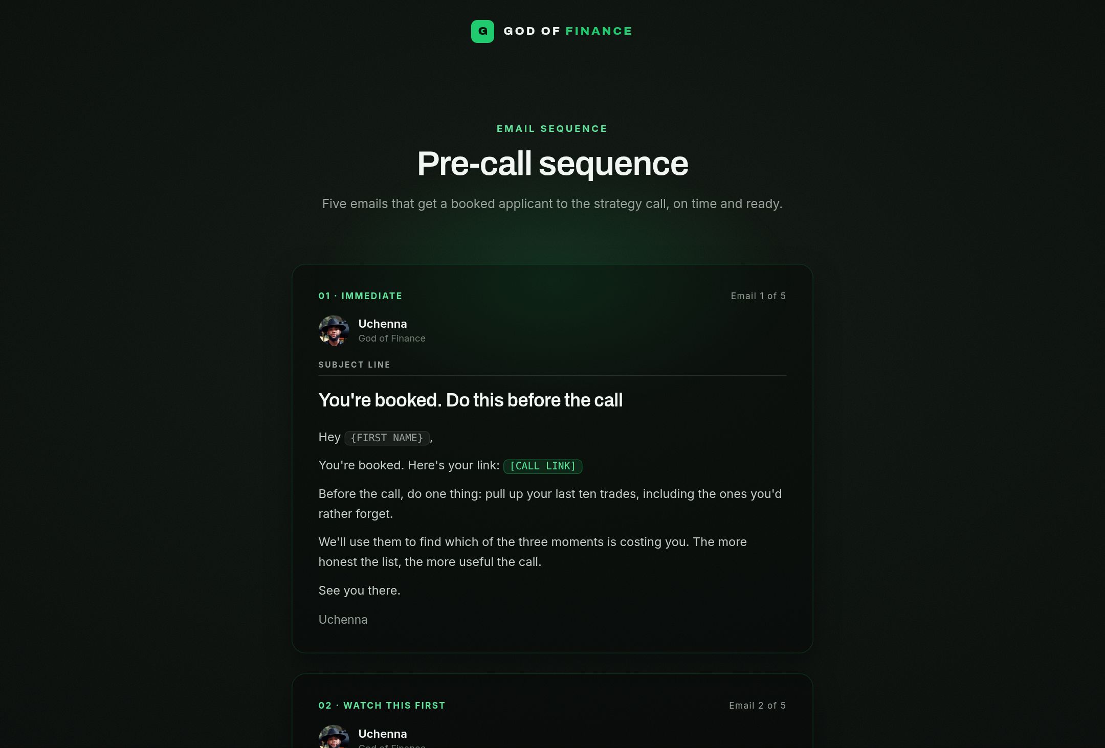 Pre-call sequence preview